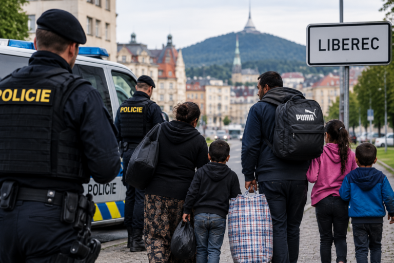 Romská rodina Liberec po policejním zásahu odchází z města