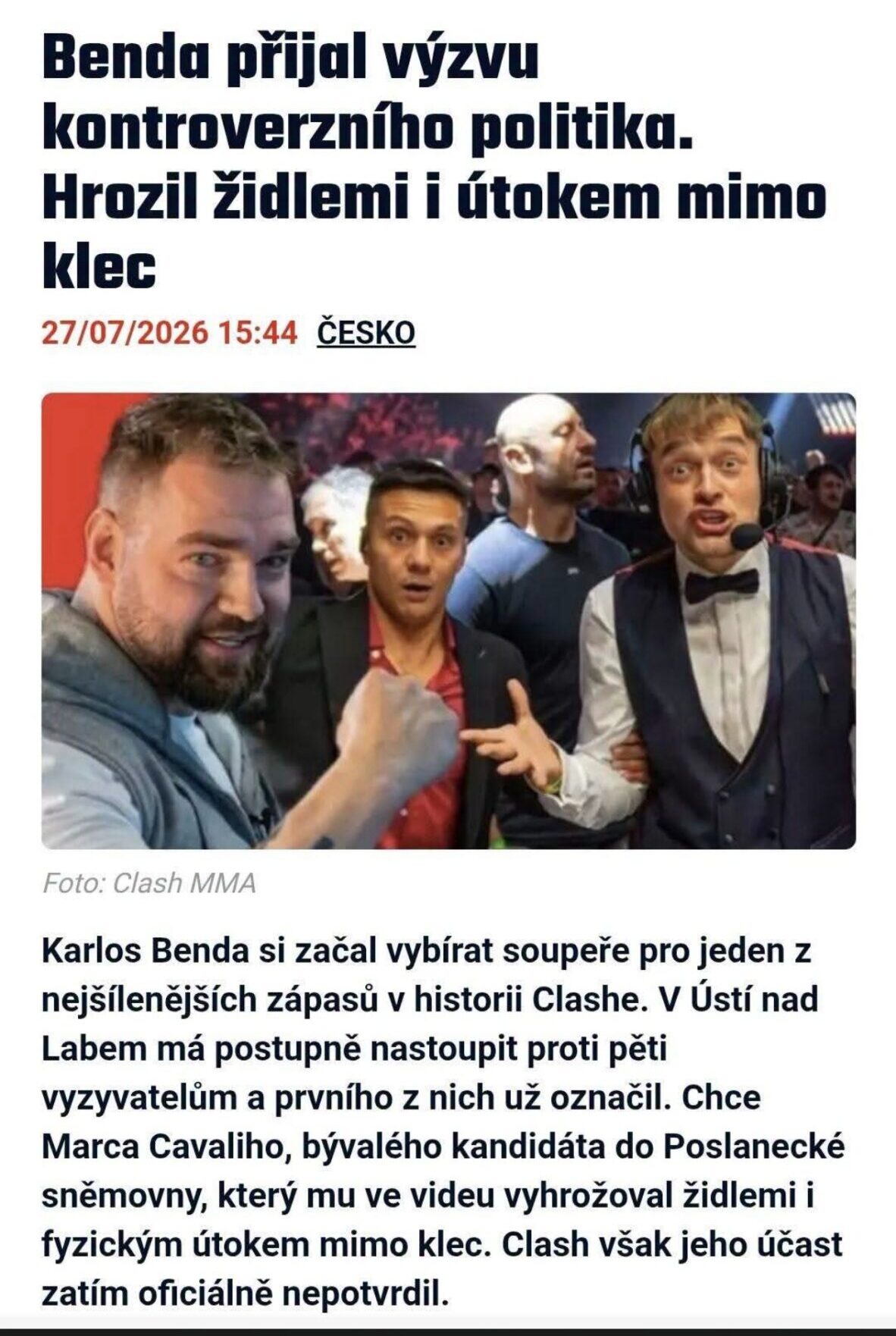 Marco Cavali po podpisu smlouvy s Clash MMA