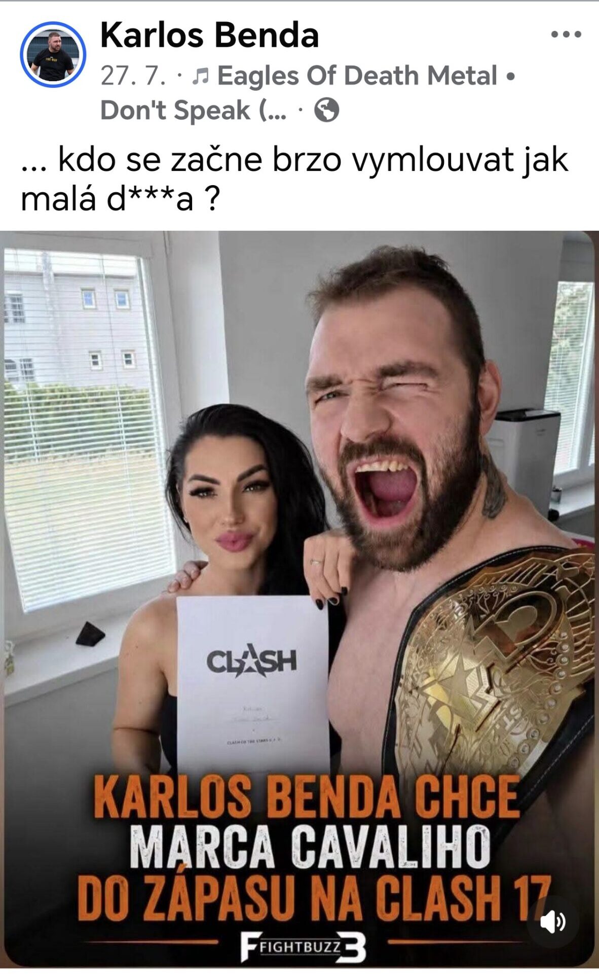 Marco Cavali se připravuje na možný zápas s Karlosem Bendou